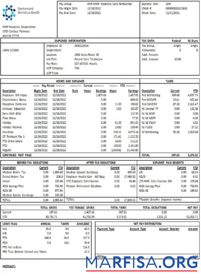 Printable USA New Jersey Hackensack Meridian Health template
